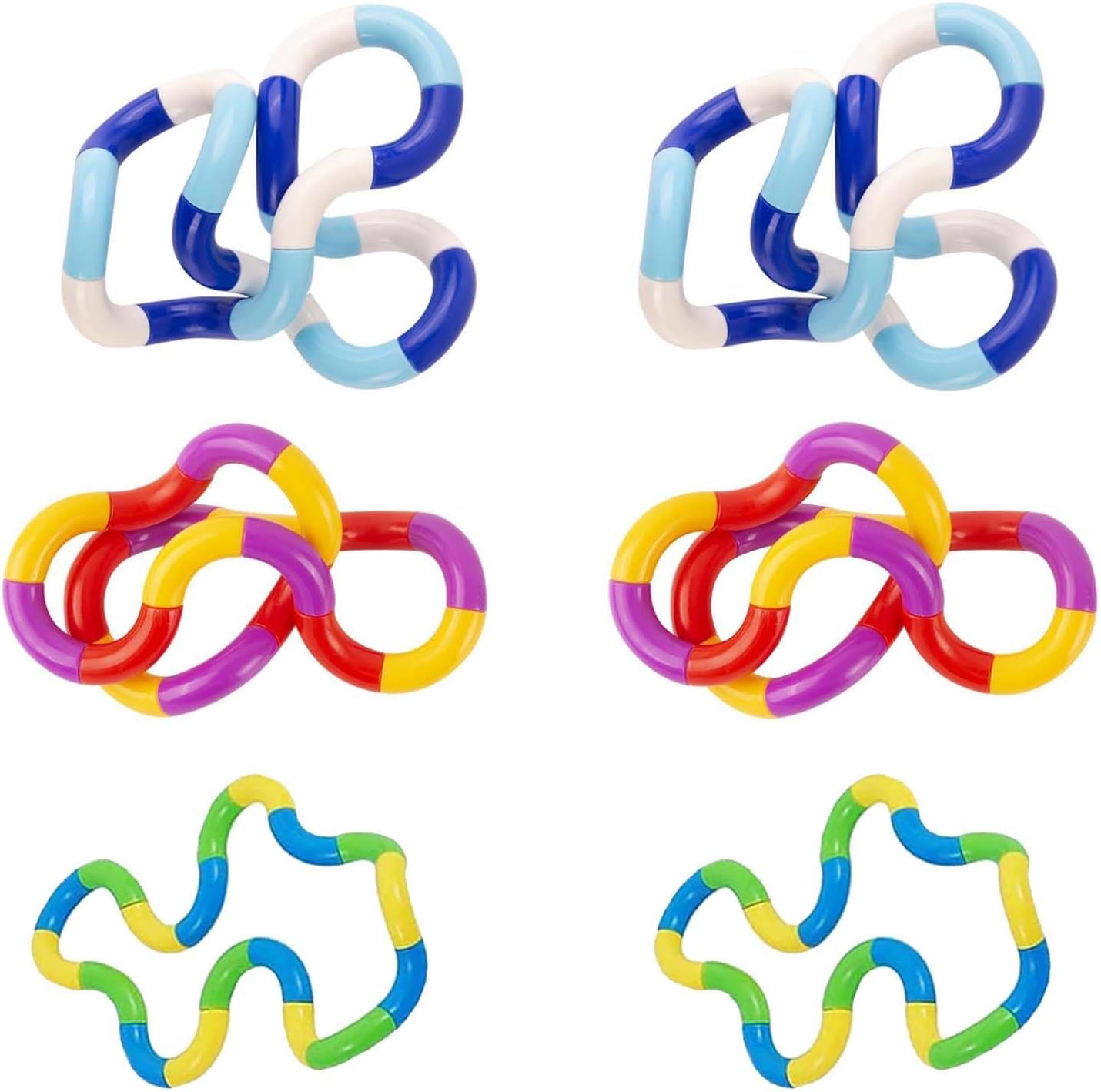 ZNDFTW 6 Pcs Multicolor Tangle Fidget Toy, Fidget Toys for ADHD, Sensory & Focus Improvement