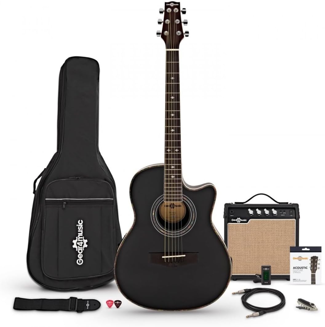 Roundback Electro Acoustic Guitar by Gear4music with 15W Amp & Accessories