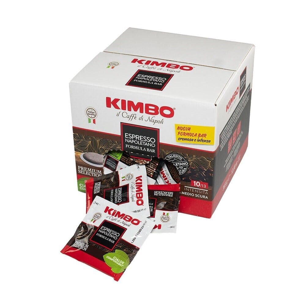 Kimbo Napoli Espresso ESE Compostable Coffee Pods | Medium Roast with Almond & Cocoa Flavor | 10/13 Intensity | 100 Count