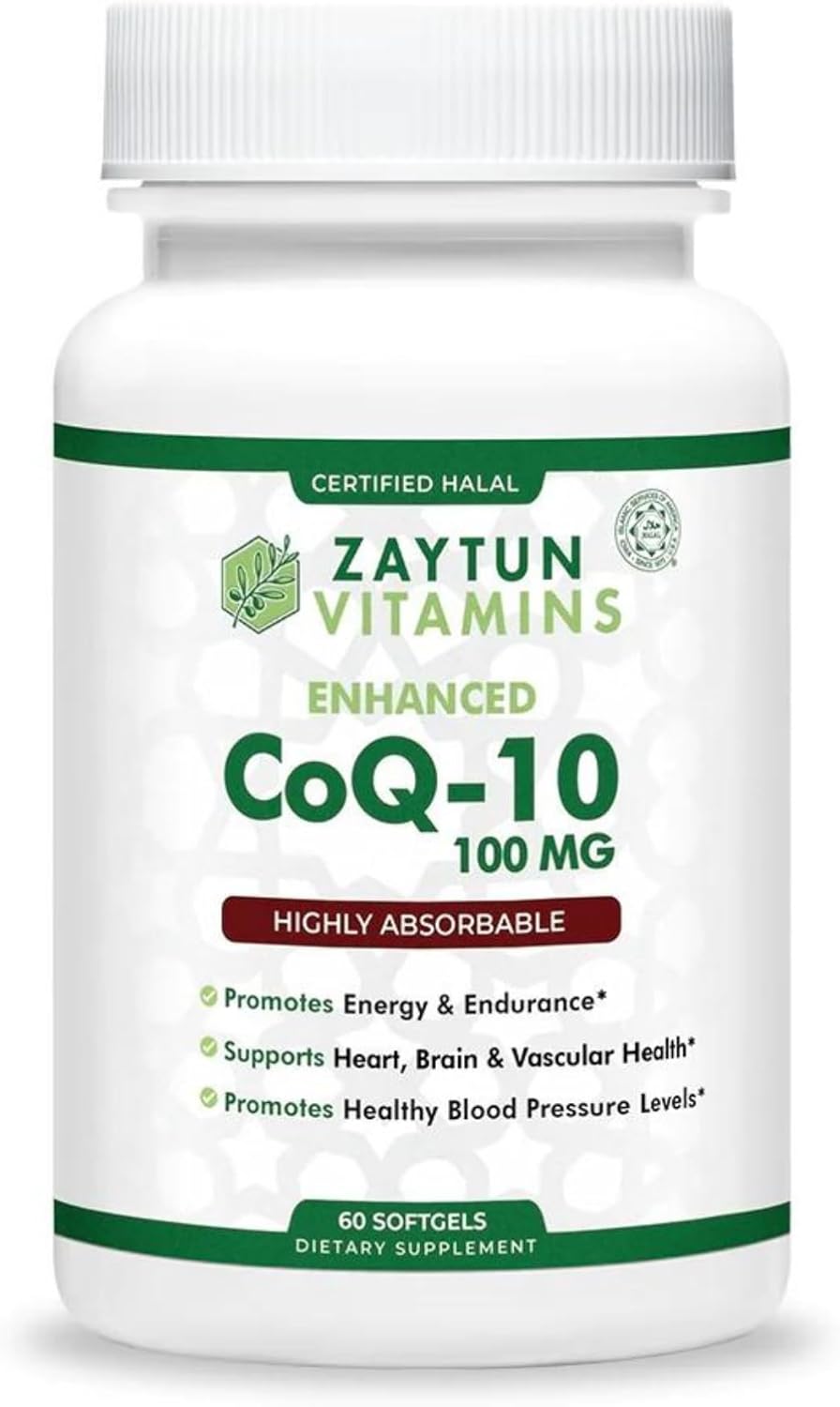 Zaytun Halal CoQ10 Highly Absorbable, One Per Day, Supports Heart Health Support and Energy Production, 60 Mini Softgels, Made in USA - Halal Vitamins