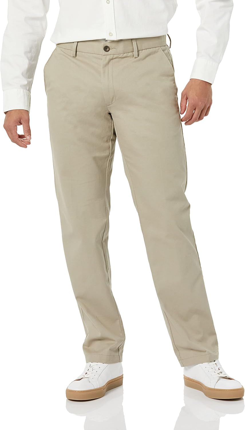 Amazon Essentials Men's Straight-Fit Wrinkle-Resistant Flat-Front Chino Trouser