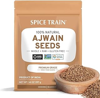 Ajwain Seeds (397g/14oz) Whole Carom Seeds | Vegan, Gluten free, Non GMO | Raw Carom Bishops, Indian Origin | Packed in Resealable Ziplock Pouch