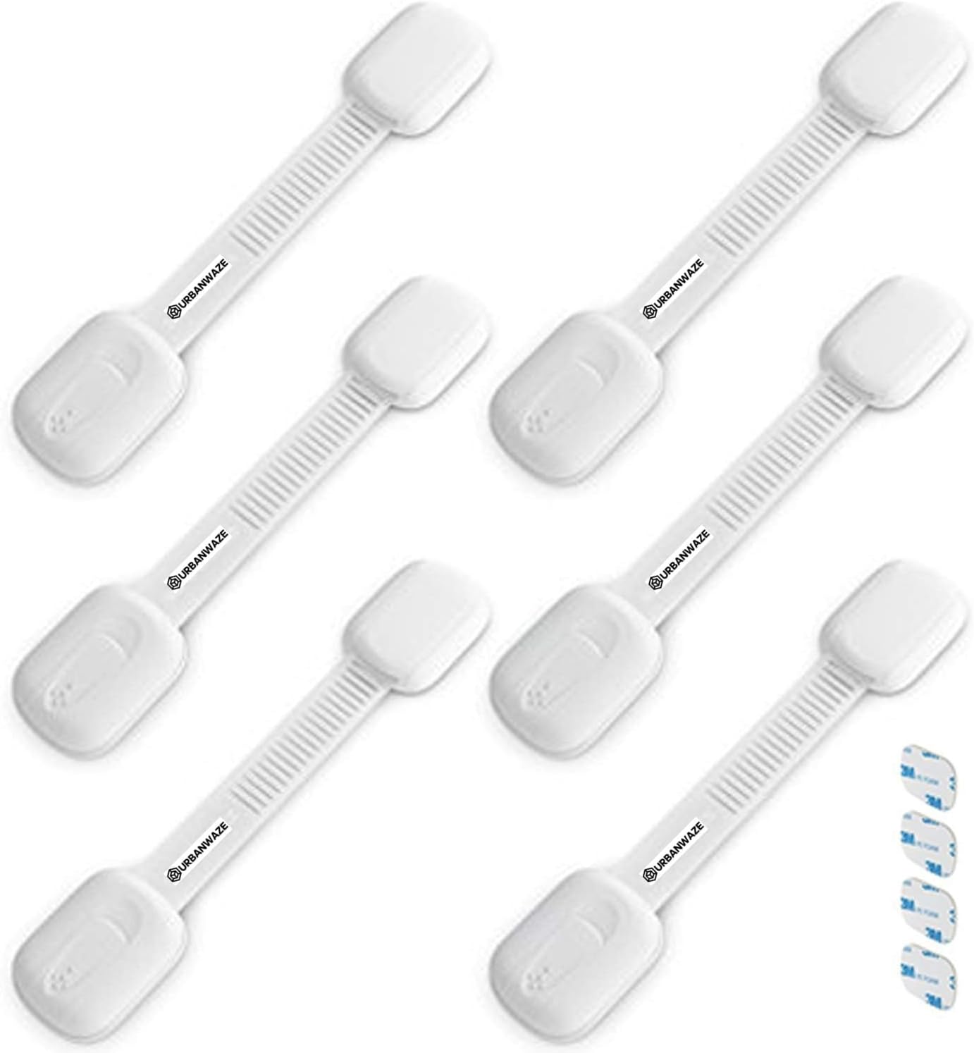 UrbanWaze 6 Pack Child Safety Cupboard Door Strap Locks | Proof Your Cabinets with No Trapped Finger - Easy Installation, Adjustable for Drawers Toilet Fridge Toddler Window Fridges Toilets Baby-Proof