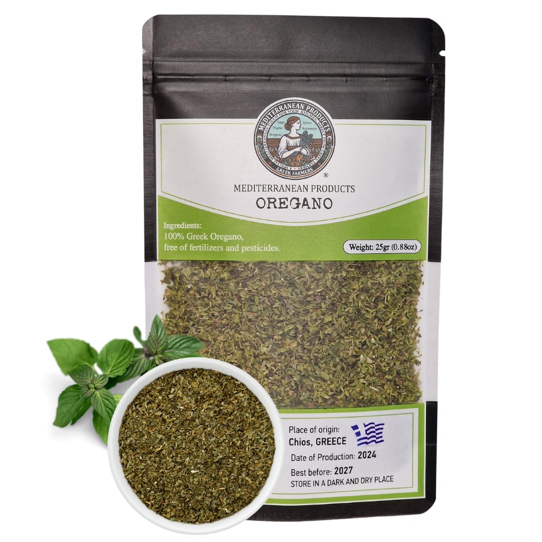 Mediterranea Products Greek Oregano – Traditionally Dried & Hand-Picked Premium Oregano Leaves – 100% Natural Dried Oregano Direct from Greek Farmers (25 Grams)