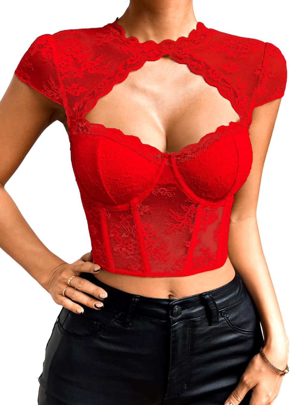 Sexy Womens Corset Crop Top, Lace Underwire Bustier, Club Outfits