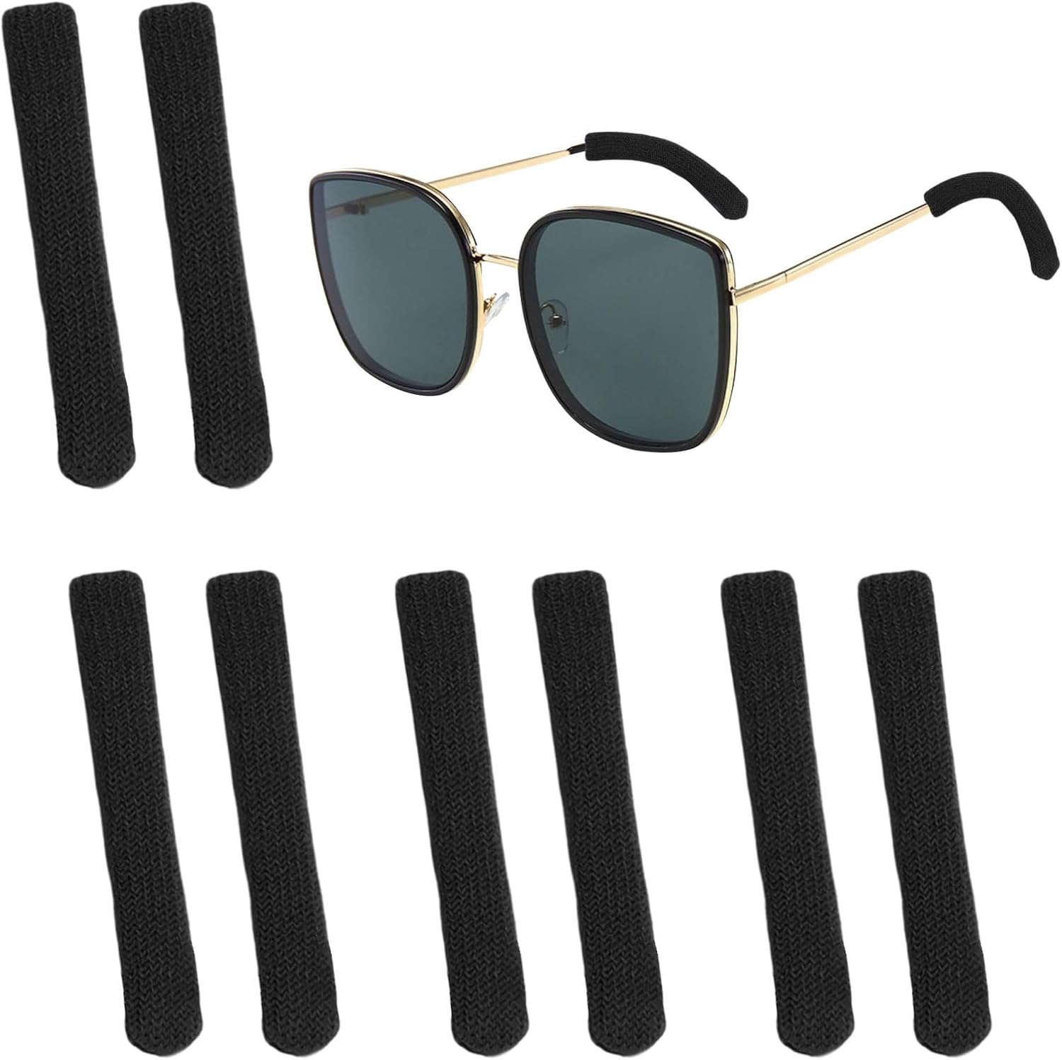 Glasses Comfort Ear Pads,4 Pairs Glasses Ear Cushions,Glasses Arm Covers,Soft Knitted Cotton Ear Pads for Glasses,Glasses Legs Cushions,Eye Glasses Ear Cushions Suitable for Sunglasses,Reading Glasses