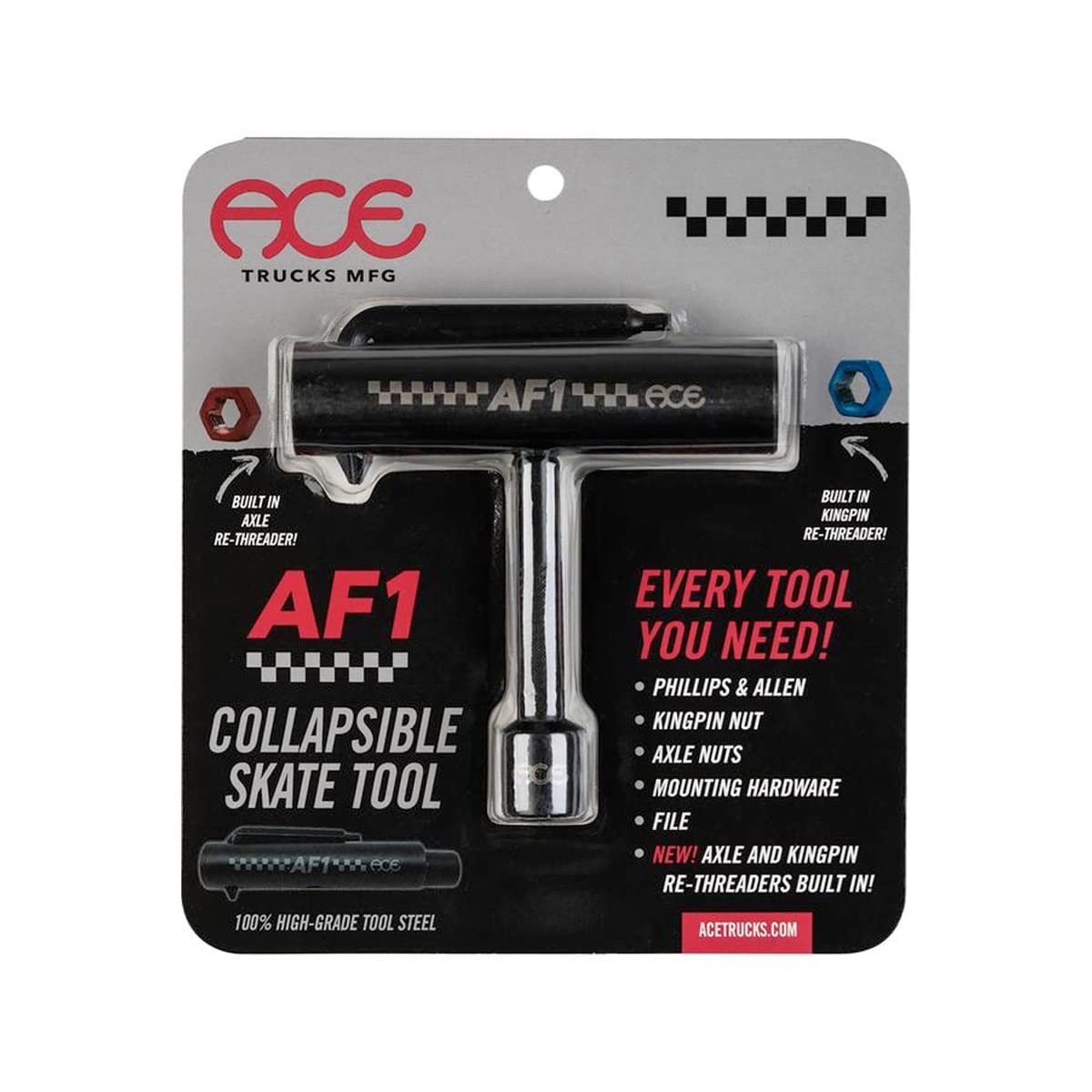 Ace Trucks MFG Ace Trucks AF1 Skate Tool - All in One - Axle/Kingpin Rethreader - Steel