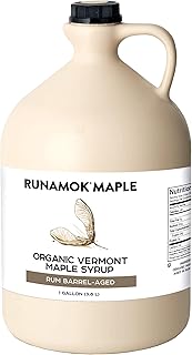 Runamok Maple Rum Barrel Aged Organic Maple Syrup, 1 Gallon, Certified Organic Vermont Maple Syrup with Subtle Rum and Vanilla Notes, Perfect for Desserts, Sauces, and Gourmet Dishes
