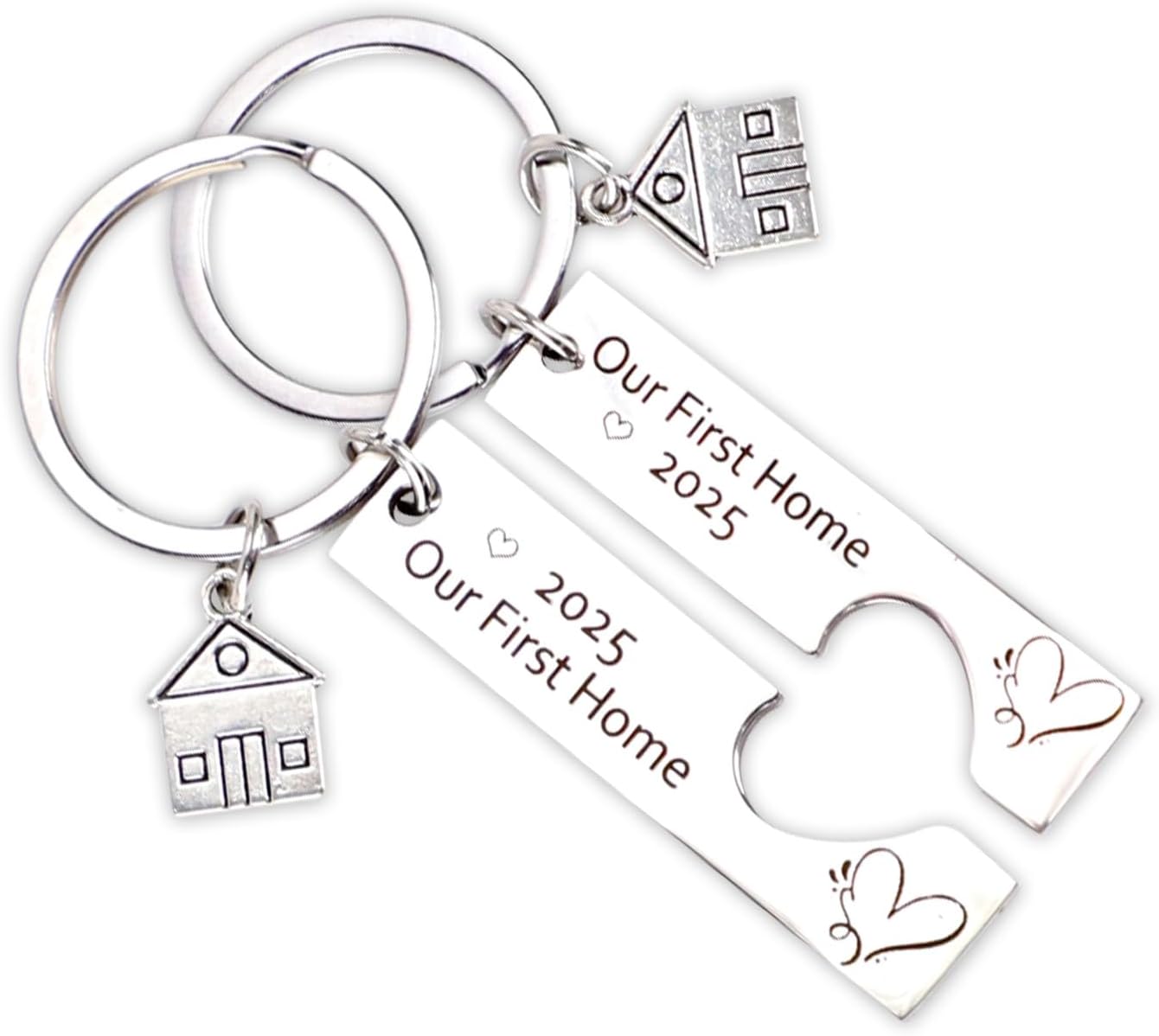 DOINEUFL 2PCs New Home Keyring Couple Gifts - First Home 2025 Housewarming Keychain for New Homeowners, Moving in Key Ring Gift, Stylish New Adventure Keepsake