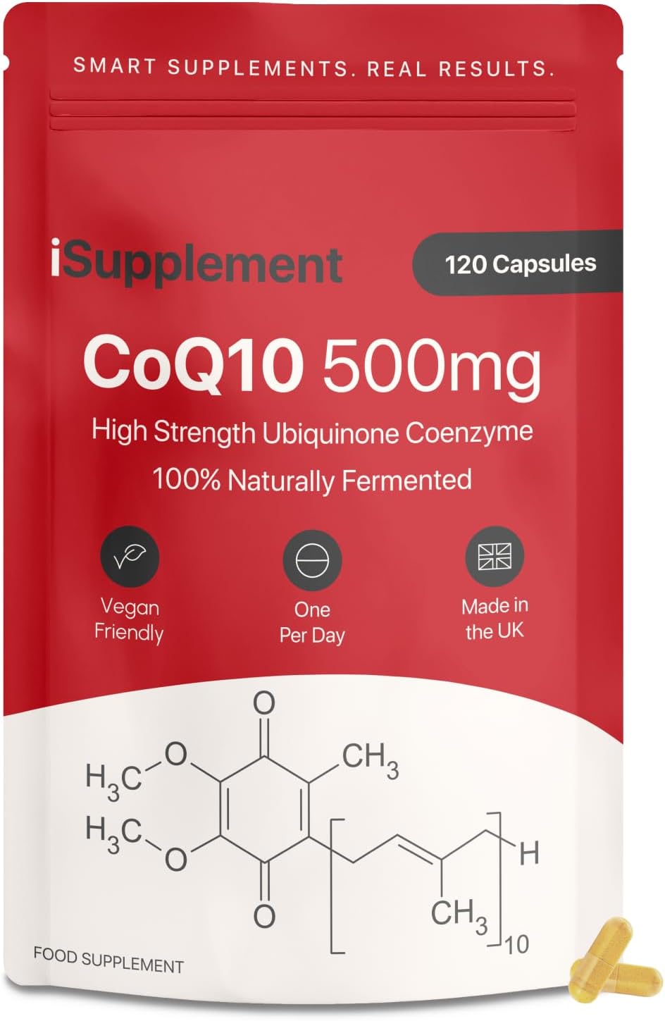 CoQ10 Supplement 500mg CoEnzyme Q10 - High Strength Naturally Fermented CoQ10 Ubiquinone by iSupplement| 120 One-Per-Day Micro Tablets (4-Month Supply)