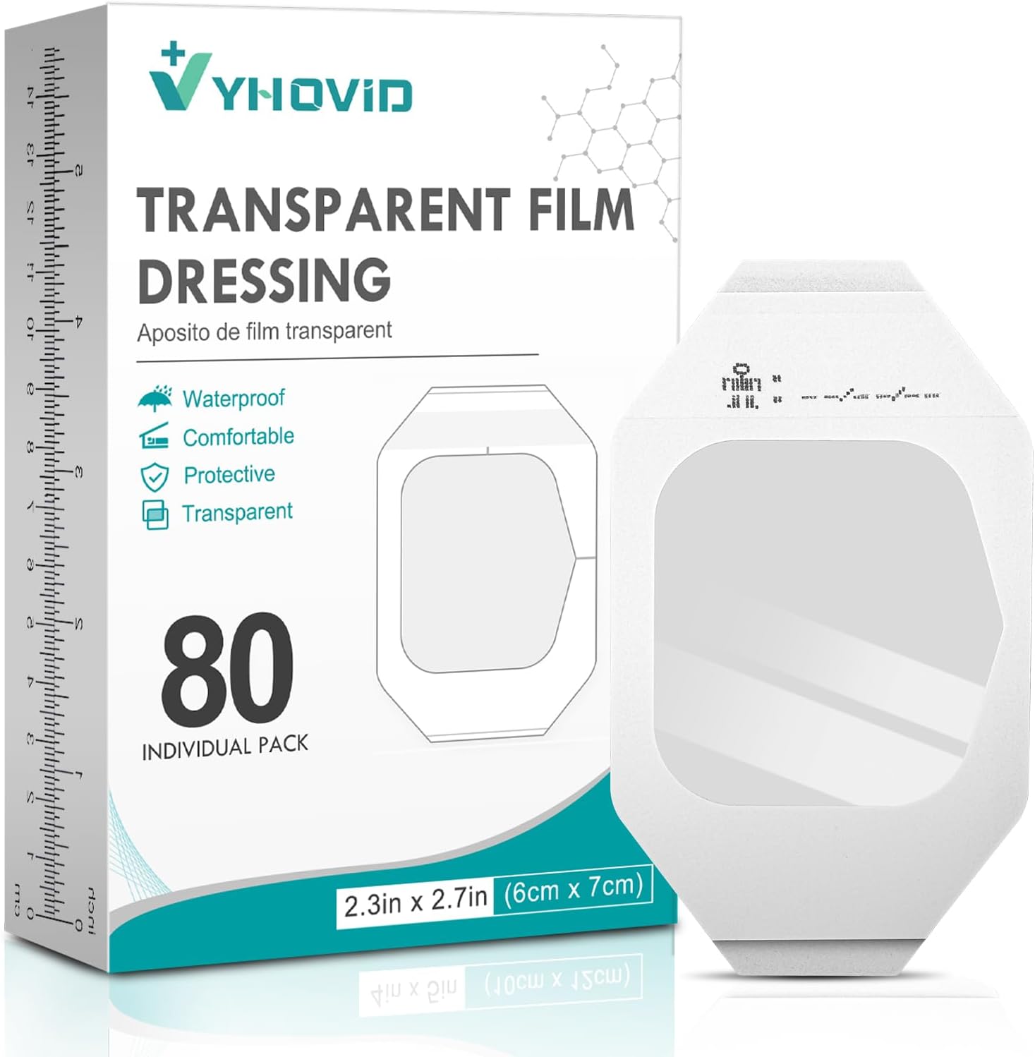 80 Packs Transparent Film Dressing 2.375" x 2.75" - Waterproof Bandages for Swimming, Showering, Wounds, Post Surgical Shower or IV Shield, Tattoo Aftercare Bandage, Scar Therapy, Adhesive Patches