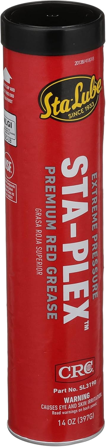 Sta-Lube Sta-Plex Extreme Pressure Premium Red Grease SL3190 – 14 Oz., Multi-Purpose Lithium Complex Grease