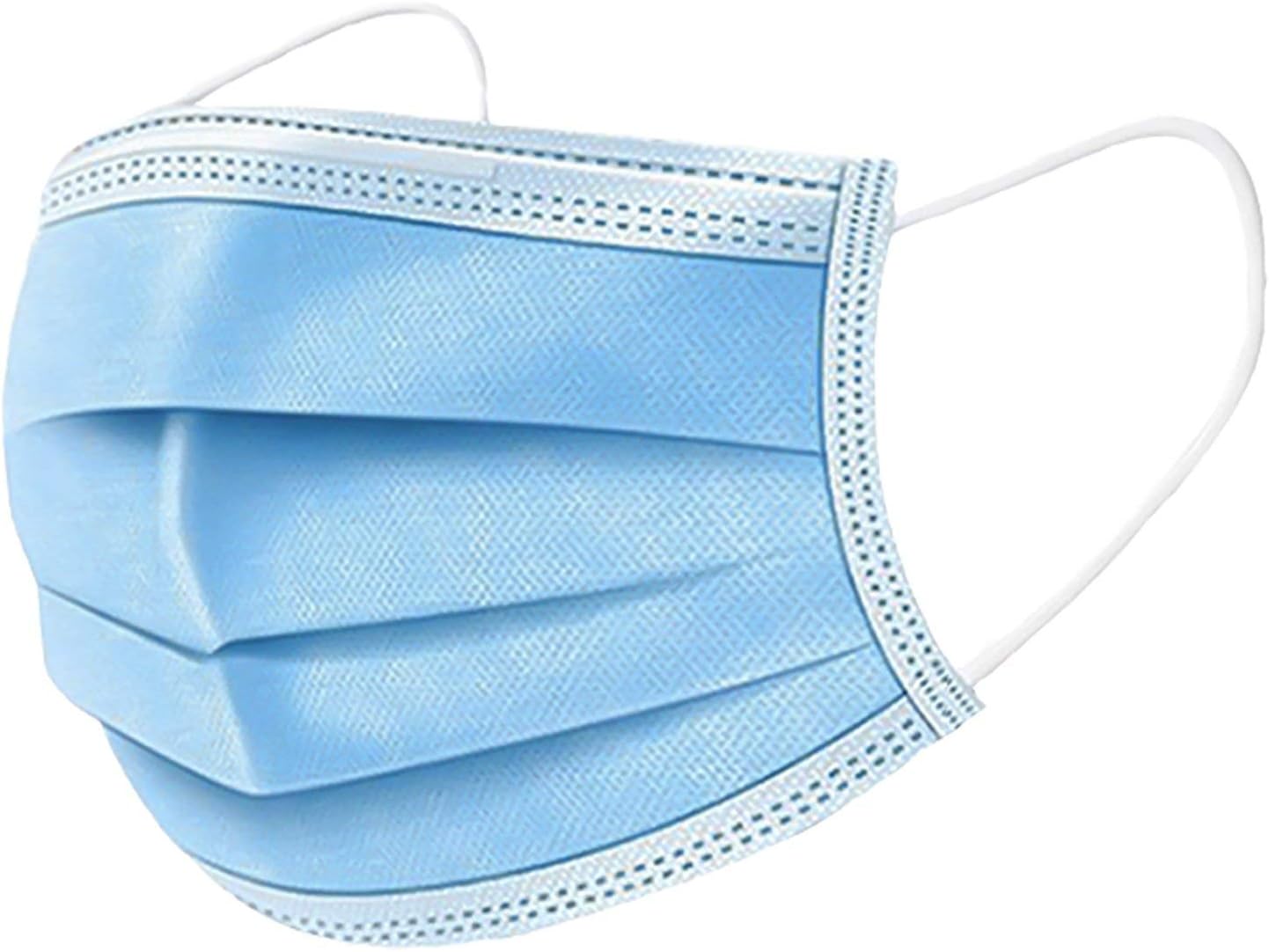 Komonee Disposable Blue Face Masks 3 Ply Triple Layer Dustproof Mouth Cover Breathable Elastic Ear Loops Men Women