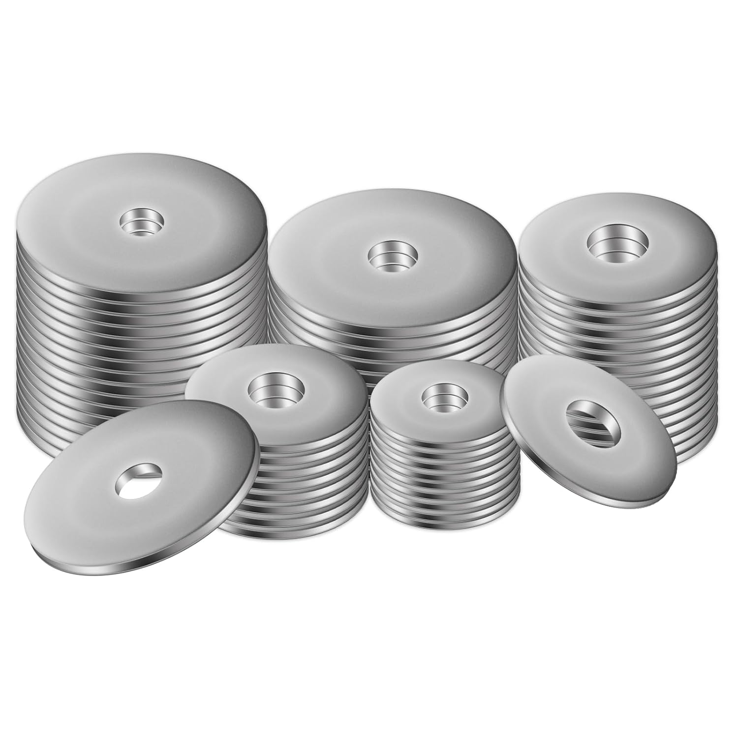 M4 Washers for Screws, 50 Pcs Large 304 Stainless Steel Flat Repair Metal Penny Washers for Bolts, Plain Round Lock Spacers for Bolts Screws (M4 x 12-50PCS)