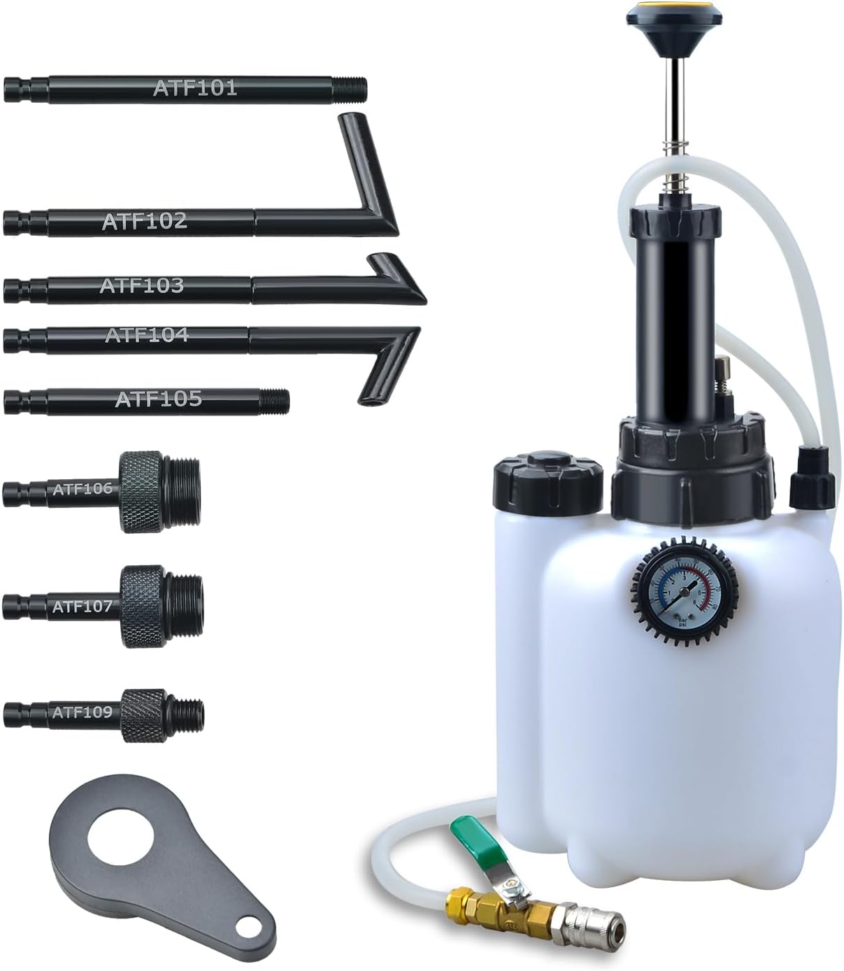 Zoomtools Transmission Fluid Pump(3L), Oil Filling Filler System Fluid Transfer Pump Tool with 8 Aluminum Alloy AdaptersTransmission Fluid Extractor (black)