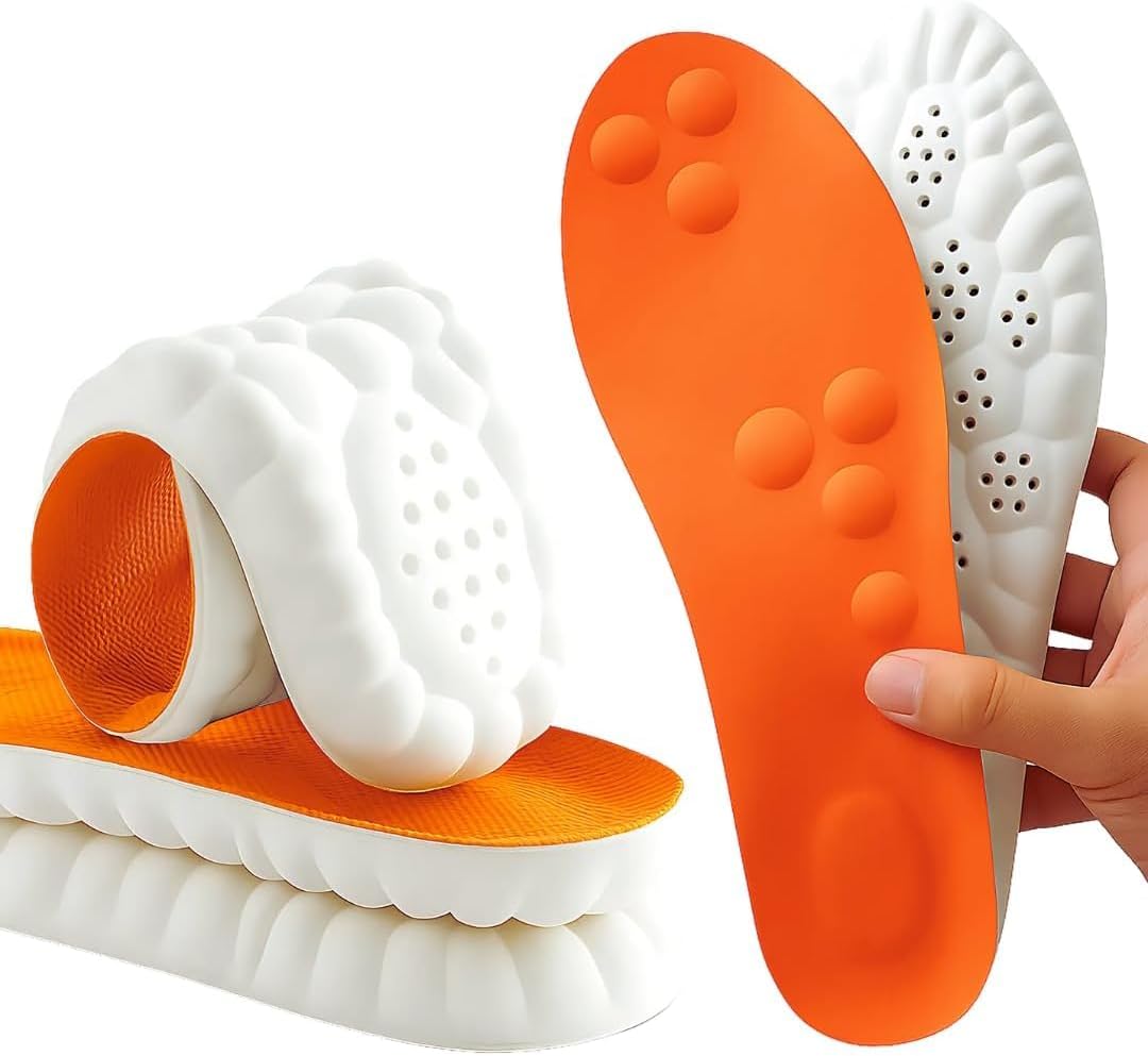 Steppers Comfort Boosting Massage Insoles, Arch Support Memory Foam Plantar Fasciitis Insole for Men & Women - Height Increase Insoles, Flat Feet Pain Relief, Shock Absorption (EXTRA SMALL (EU 37-38))