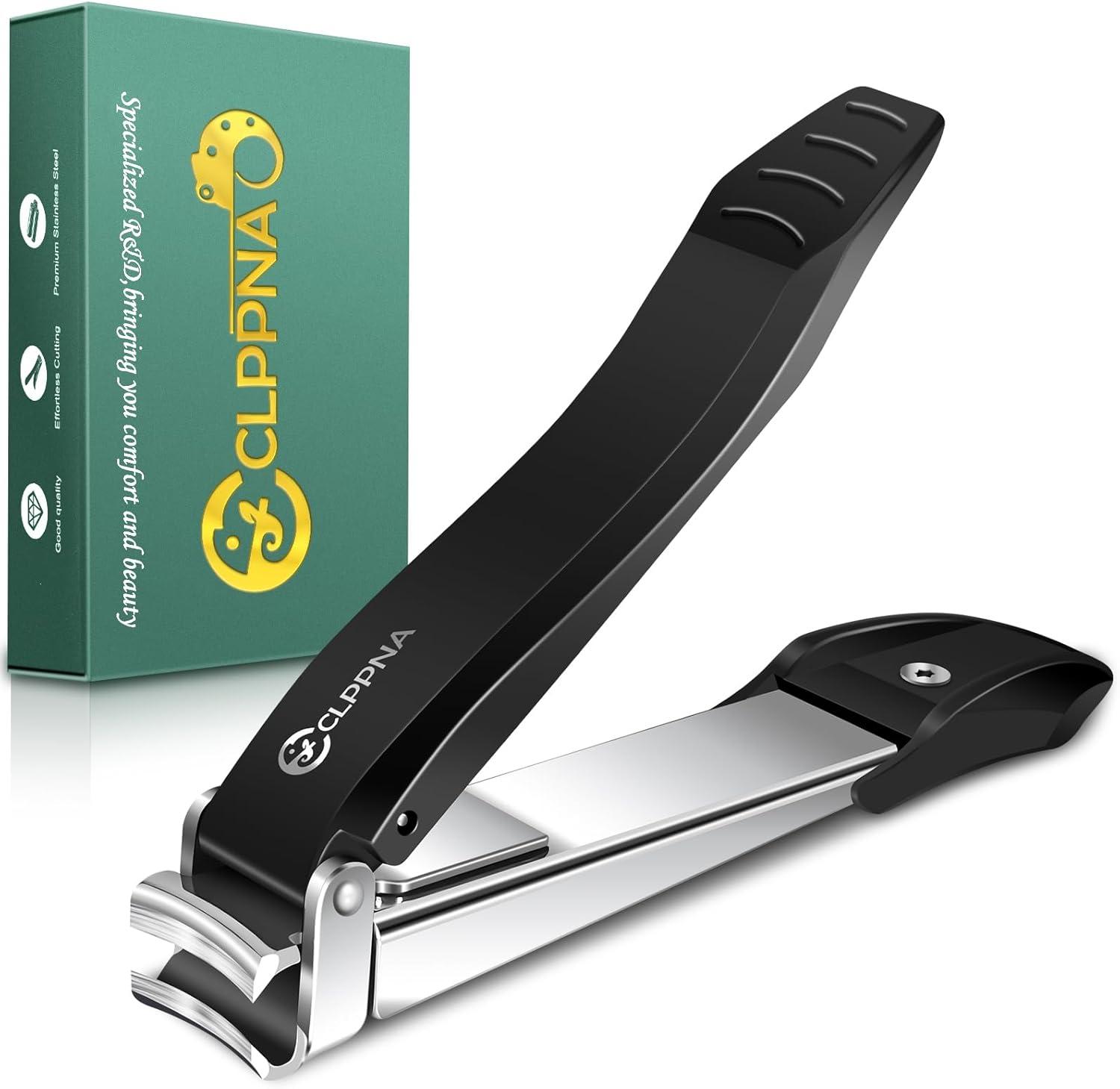Nail Clippers for Men with Catcher, CLPPNA Heavy Duty Finger Nail Clippers Adult, Stainless Steel Nail Cutter, Fingernail & Toenail Clippers Ideal Gift for Men & Grooming Gifts