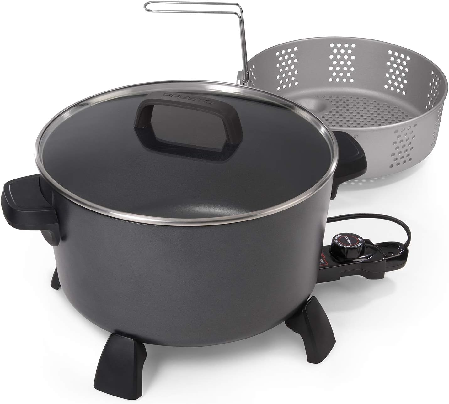 National Presto 10-Quart Kitchen Kettle XL Multi-Cooker, Steamer, Black Deep-Fryer