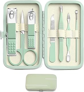 Manicure Set Nail Clipper Set Men Women Toe Finger Nail Clipper Personal Care Tools with Portable Travel Case Manicure Pedicure Tools Grooming Kit for Men Women Family Friends Wife(Green)