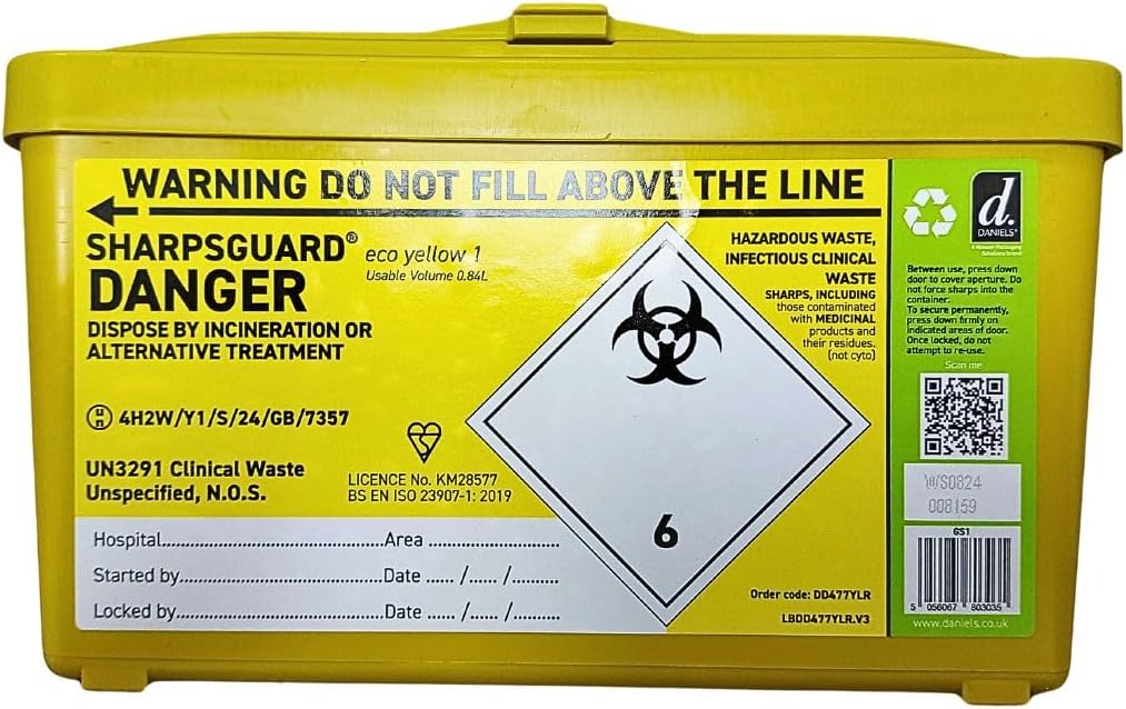 Sharpsguard Sharps Bin 1 litre - Yellow