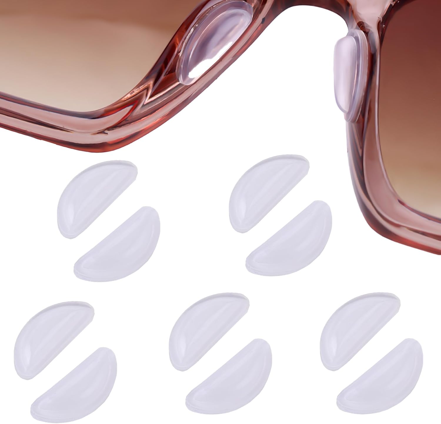 simarro 5 Pairs Eyeglass Nose Pads for Glasses, 3.5mm Thickness Adhesive Anti Slip Eyeglasses Nose Grips, Silicone Nosepads for Eyeglasses Sunglasses Reading Glasses