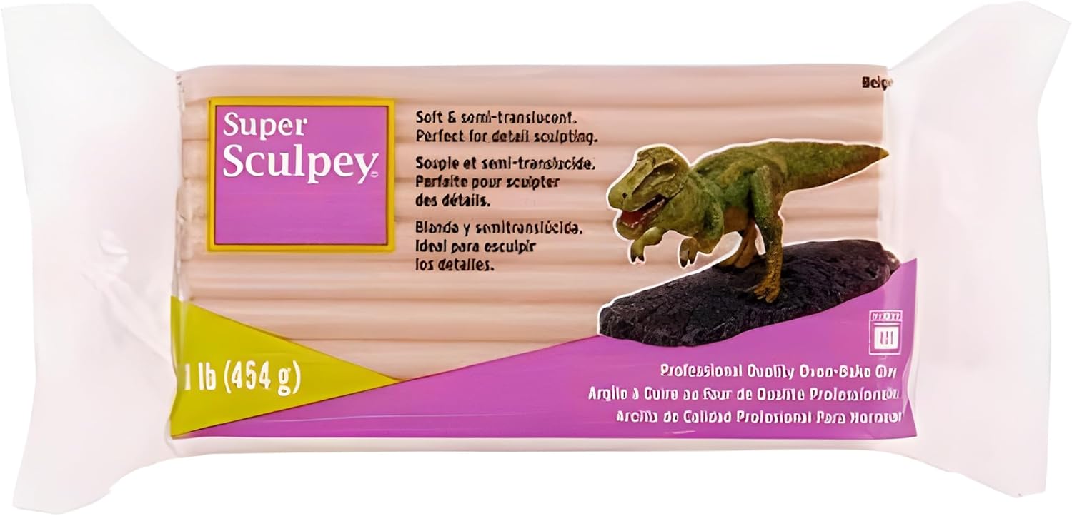 Sculpey Super Polymer Clay: Beige - 1 lb Pack - Soft Oven Bake Clay, Non-Toxic, Created for Advanced Sculptors-Artists-Model Makers-Movie Studios