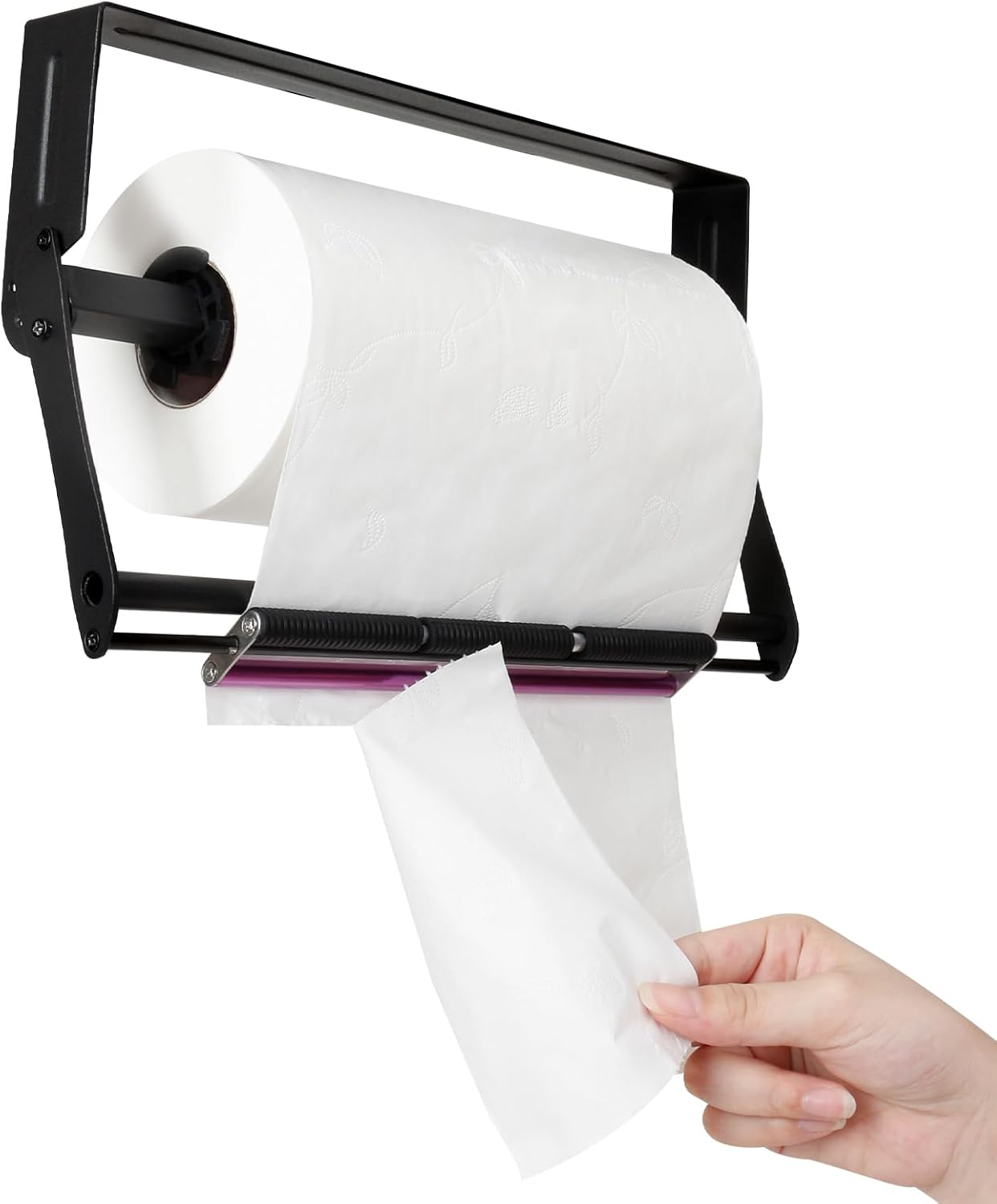Paper Towel Holder Under Cabinet,Wall Mount Paper Towel Holder,Single Hand Operable Hanging Paper Roll Holder,Self-Adhesive or Drill Mount Stainless Steel Paper Towel Holder for Kitchen Bathroom