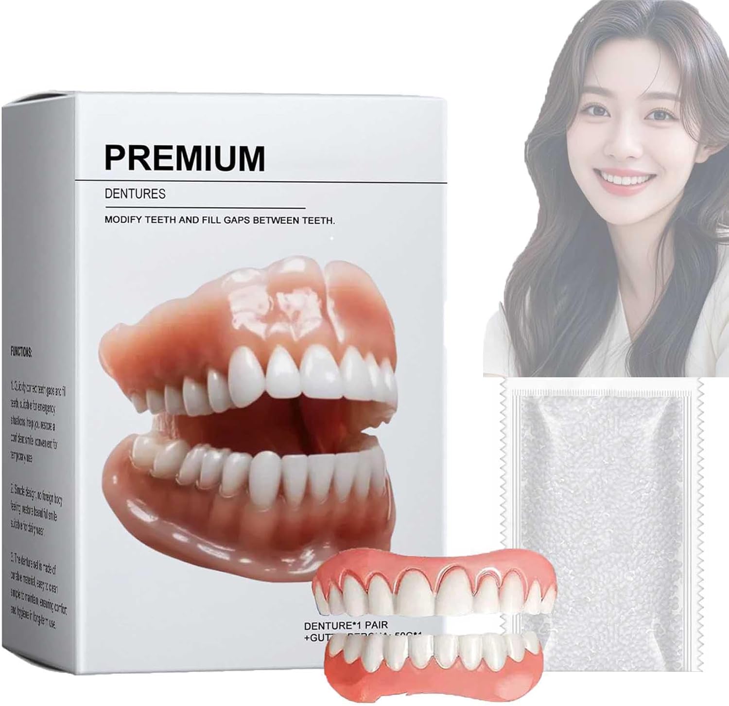 Smileasego Premium Dentures - Lumogaze Dentures, Silicone Reline Denture Set with Natural, Lifelike Appearance, Secure, Comfortable Fit, No Slipping, No Irritation-Enjoy a Radiant Confident Smile (1)