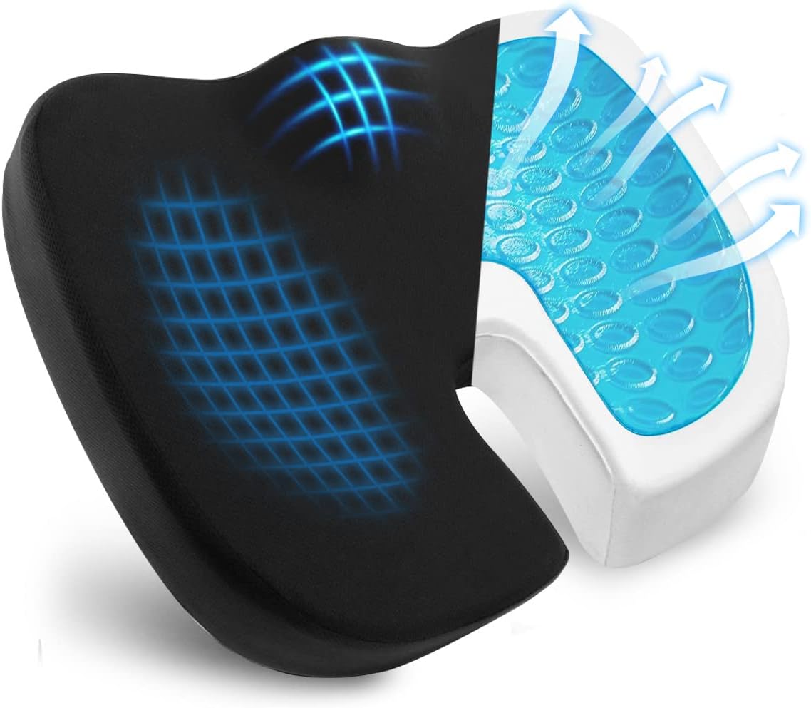 KALAHOL Seat Cushion, Ergonomic Soft Coccyx Cushion, Orthopedic Gel Enhanced Chair Cushion, Non-Slip Coccyx Pain Relief Cushion, Memory Foam Seat Cushion for Home Office Chair Car Wheelchair