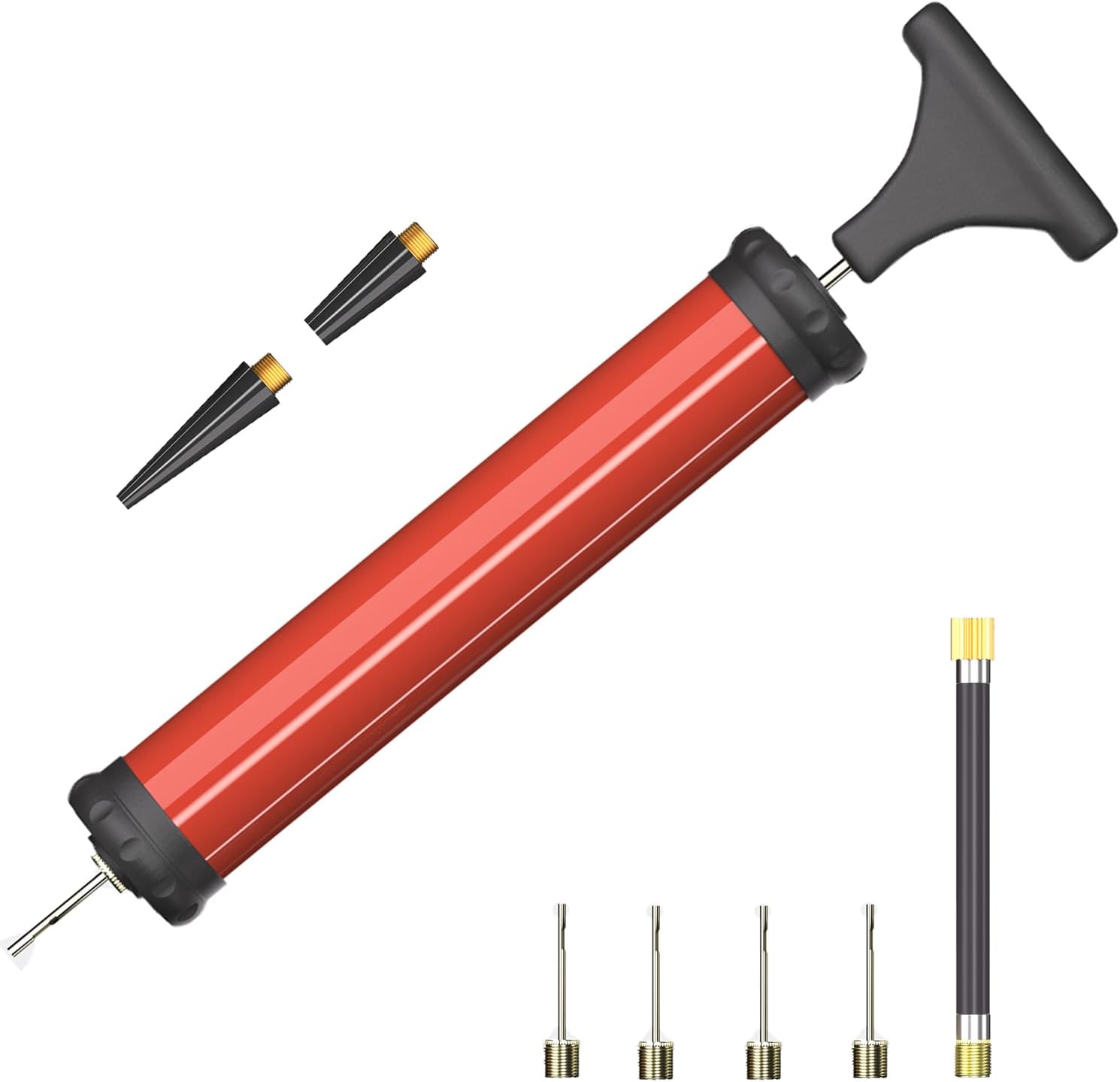 DDUO Portable Ball Pump,Air Pump Inflator Kit with Needle,Nozzle, Extension Hose Hand Pumps for Basketball Football Volleyball Water Polo Rugby Exercise Sports Ball Balloon Swim Inflatables