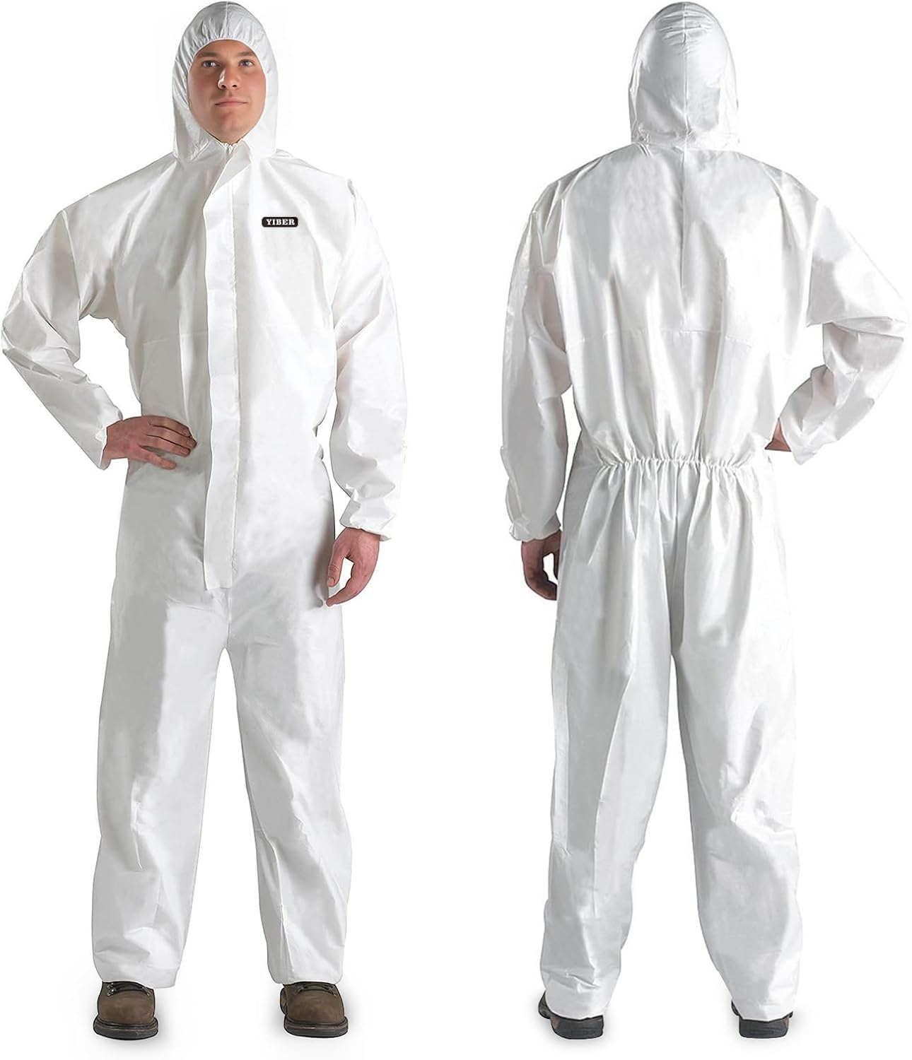 YIBER Hazmat Suit Disposable Coveralls | Full Body Protective Suits in 7 Sizes with Multiple Specifications & Heavy-duty PPSB Material & PE Film | Safe for Countless Applications