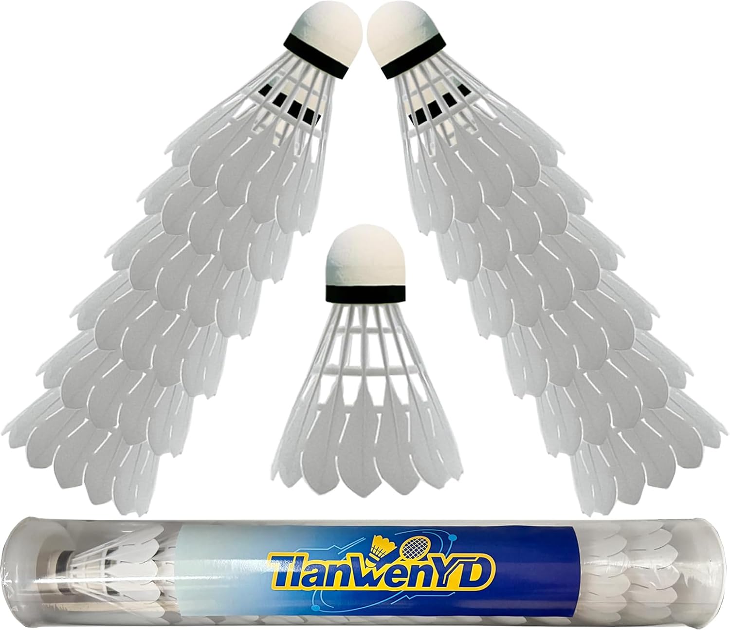Badminton Shuttlecocks 12 Packs - Nylon Feather Birdies with Great Stability and Durability for Indoor Outdoor Sports - High Speed Training Shuttlecocks & Balls