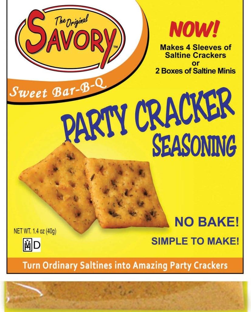 Savory Fine Foods Savory Saltine Seasoning, 1.4 Ounce, Sweet Bar-B-Q, 4 Pack