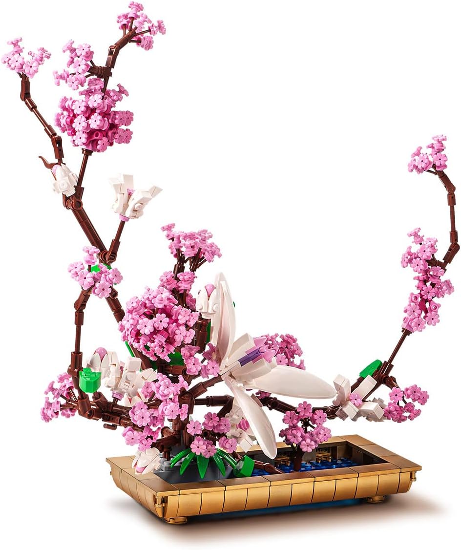 dOvOb Decor Lilac Bonsai Plant Building Blocks Set, Flower Bouquet Model Toys as Gift for Adult, Idea Display Pieces for The Home or Office(974 Pieces)