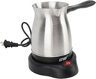 Turkish Coffee Pot, Stainless Steel Arabic, Greek & Turkish Electric Coffee Maker Machine Pot, 600ml Coffee Tea Warmer Kettle with Removable Anti Scald Handle Cordless Base for Home & Travel
