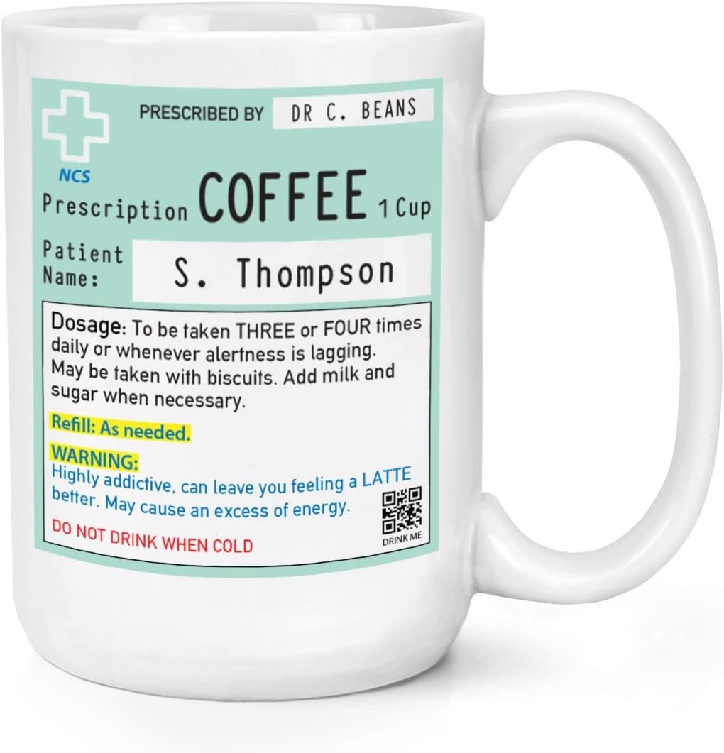 Gift Base Personalised Name Coffee Prescription 15oz Large Mug Cup