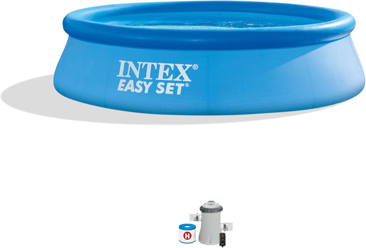 INTEX 28121EH Easy Set Inflatable Swimming Pool Set: 10ft x 30in – Includes 330GPH Cartridge Filter Pump – Puncture-Resistant Material – 1018 Gallon Capacity – 23in Water Depth