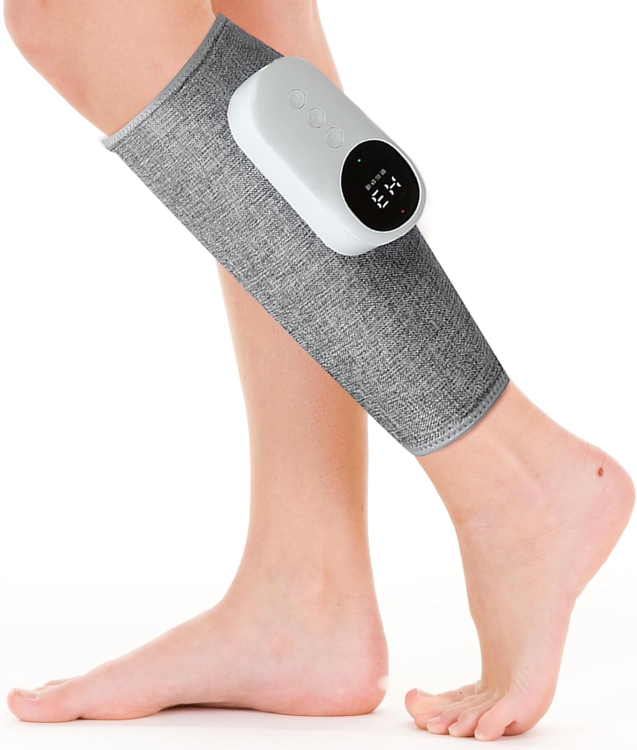 Calf Massager for Circulation and Pain Relief, Leg Massager,3 Intensity Levels, 3 Massage Modes, Heat Therapy, Rechargeable via Type-C, Customizable Fit, Promotes Muscle Relaxation, 1Pack (Gray)