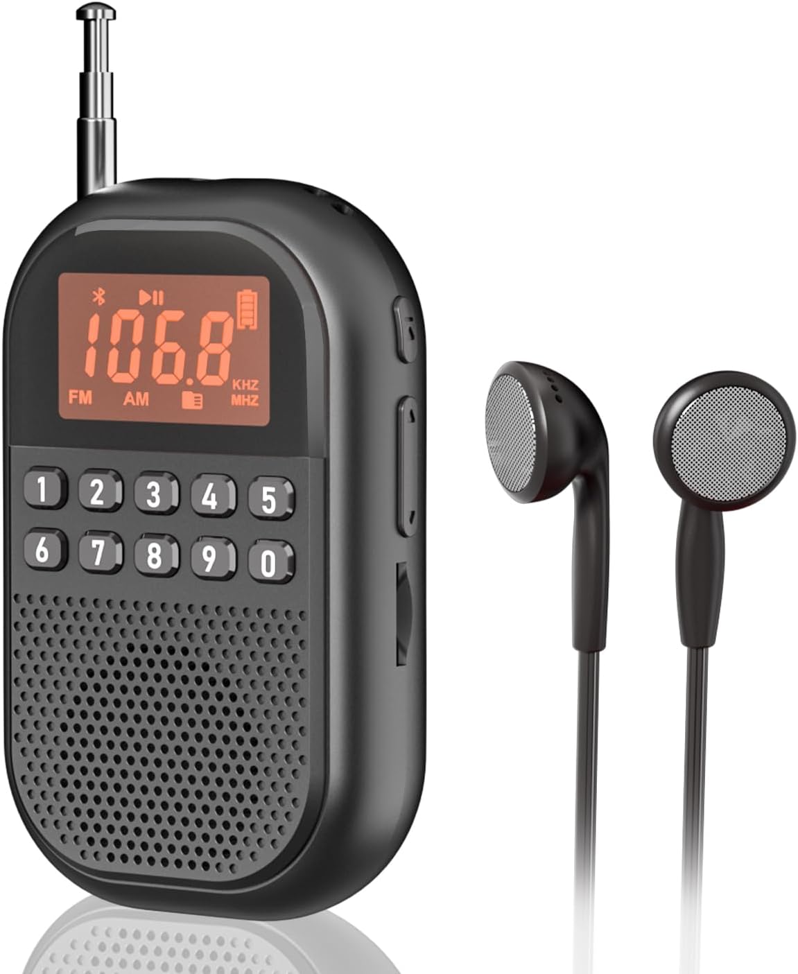 UMUTOO Pocket FM AM Radio Rechargeable Radio Supports Bluetooth Connection, Mini Receiver with Large Speaker,External Antenna, Stereo Earphone, Sleep Timer, Simple To Use For Elderly