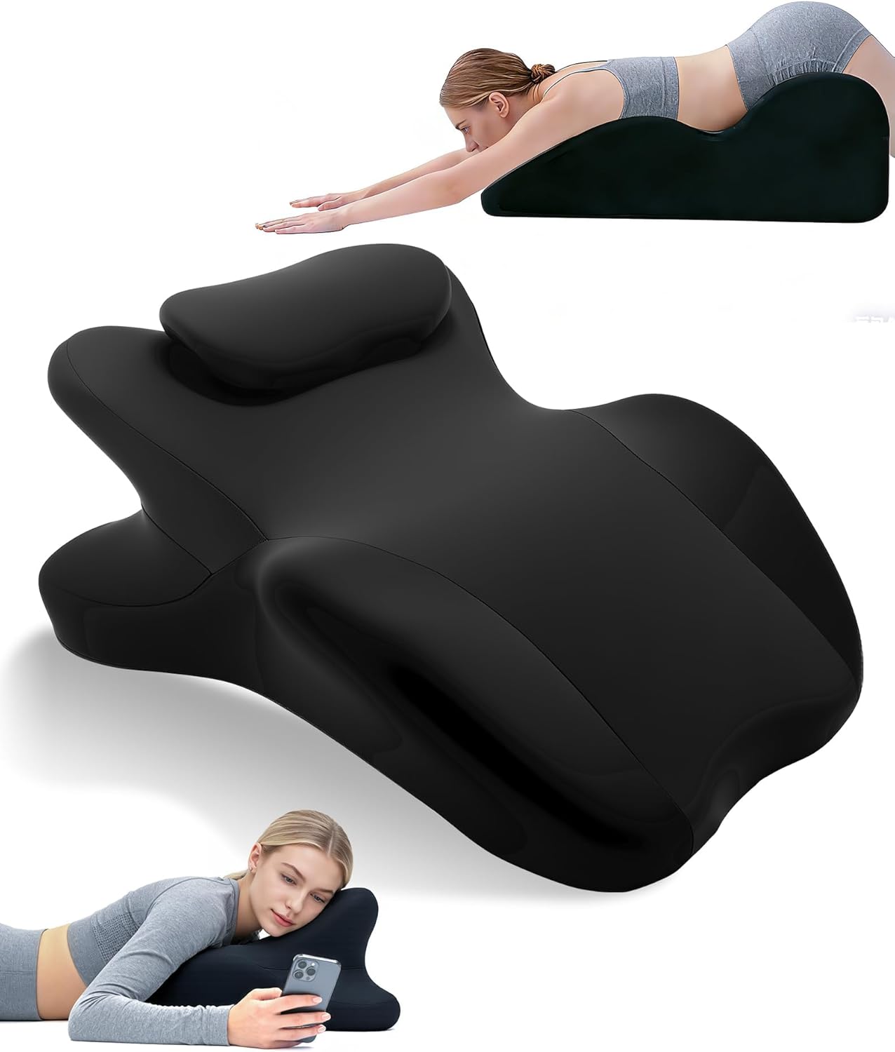 Memory Foam Wedge Pillow for Couples Intimacy, 27 Degree Ergonomic Sex Position Pillow Cushion Sweet Spot Pillow for Bed, Back Support, Ideal for Waist, Neck, and Multi-Position Comfort - Black