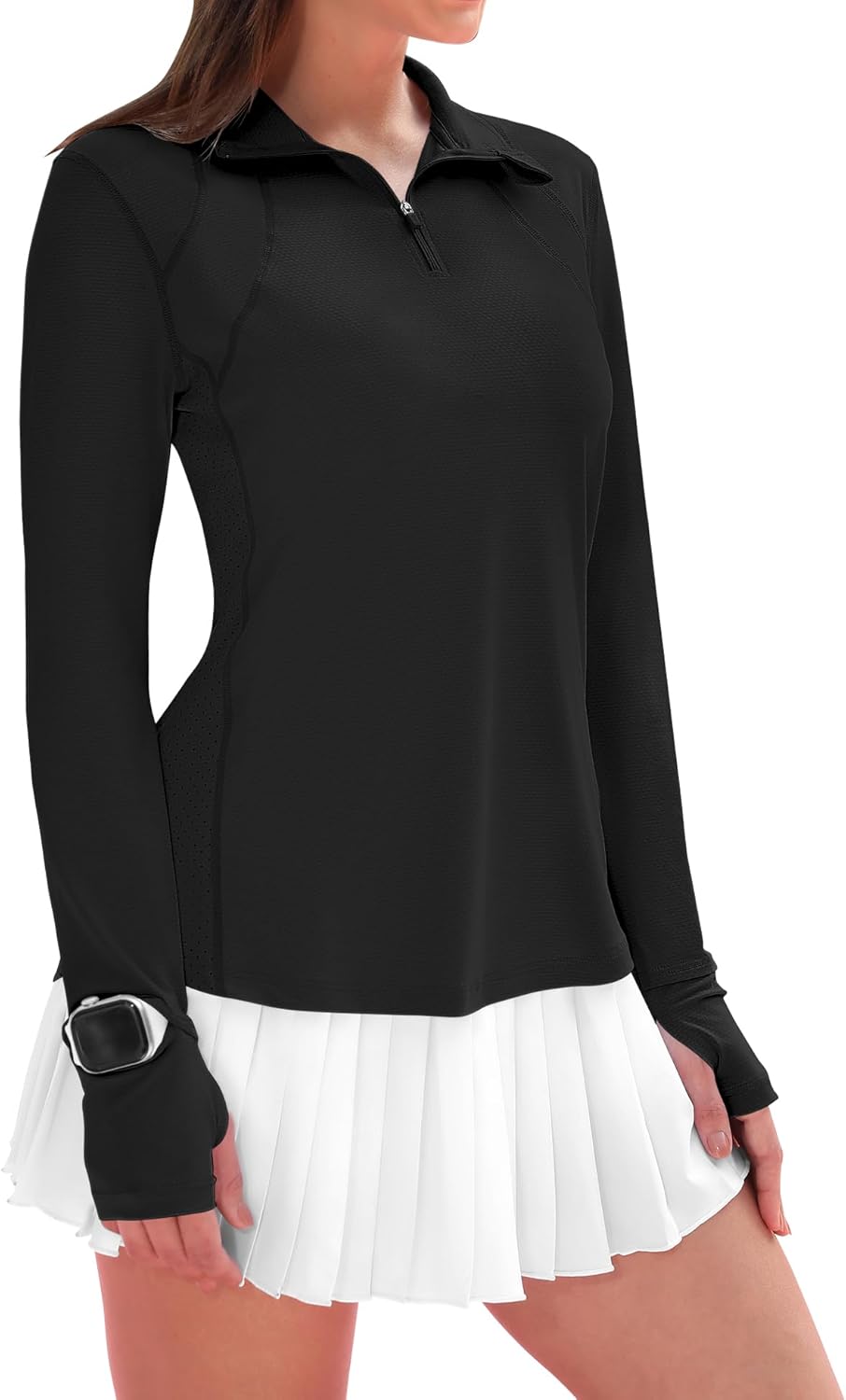 IECCP Womens Long Sleeve Shirts Sun Protection Quarter Zip Pullover Summer Quick Dry Athletic Hiking Running Workout Tops