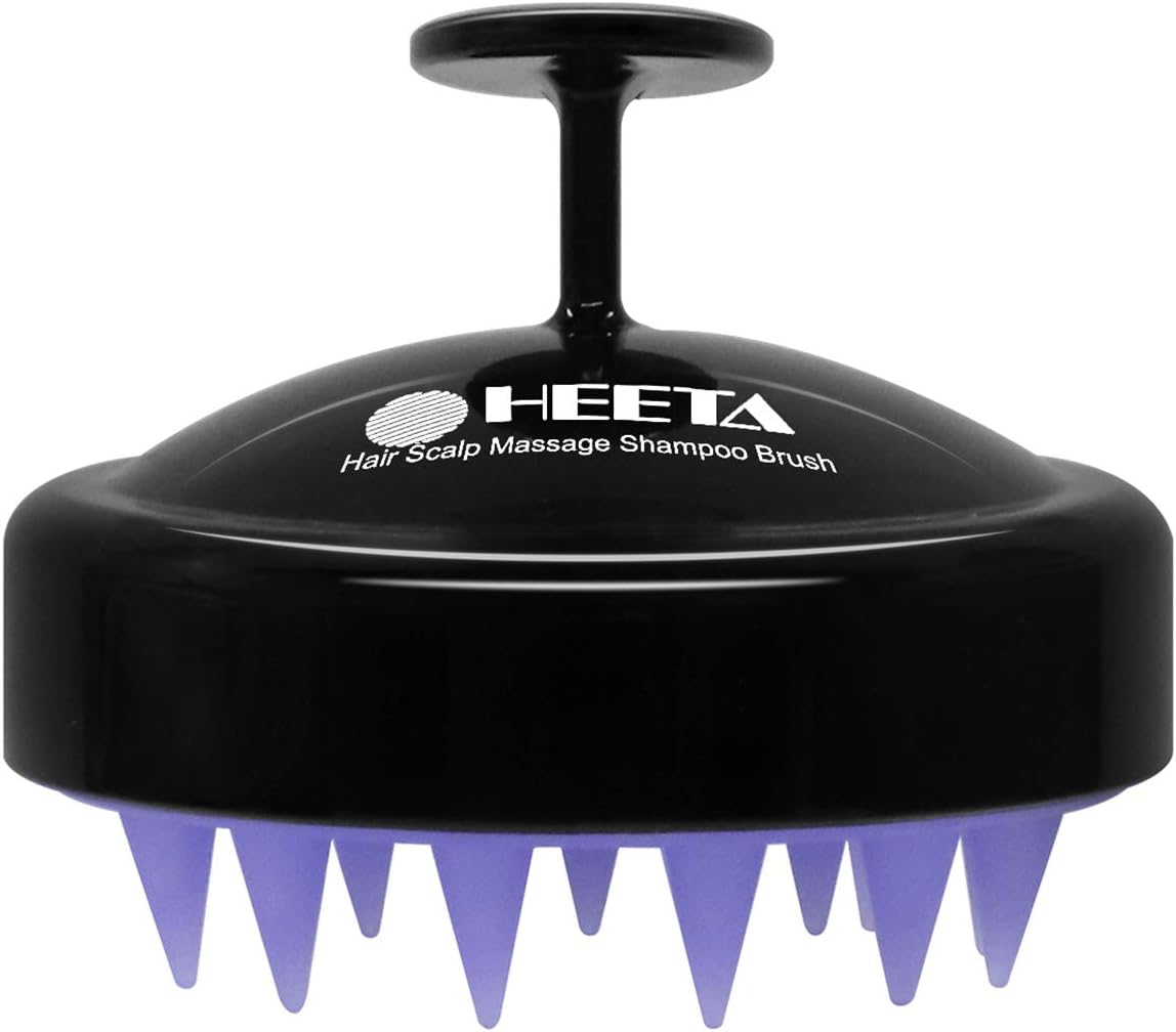 HEETA Scalp Massager Hair Growth, Shampoo Brush with Soft Silicone Bristles for Hair Care and Head Relaxation, Ergonomic Scalp for Women/Men/Pet-Black&Purple