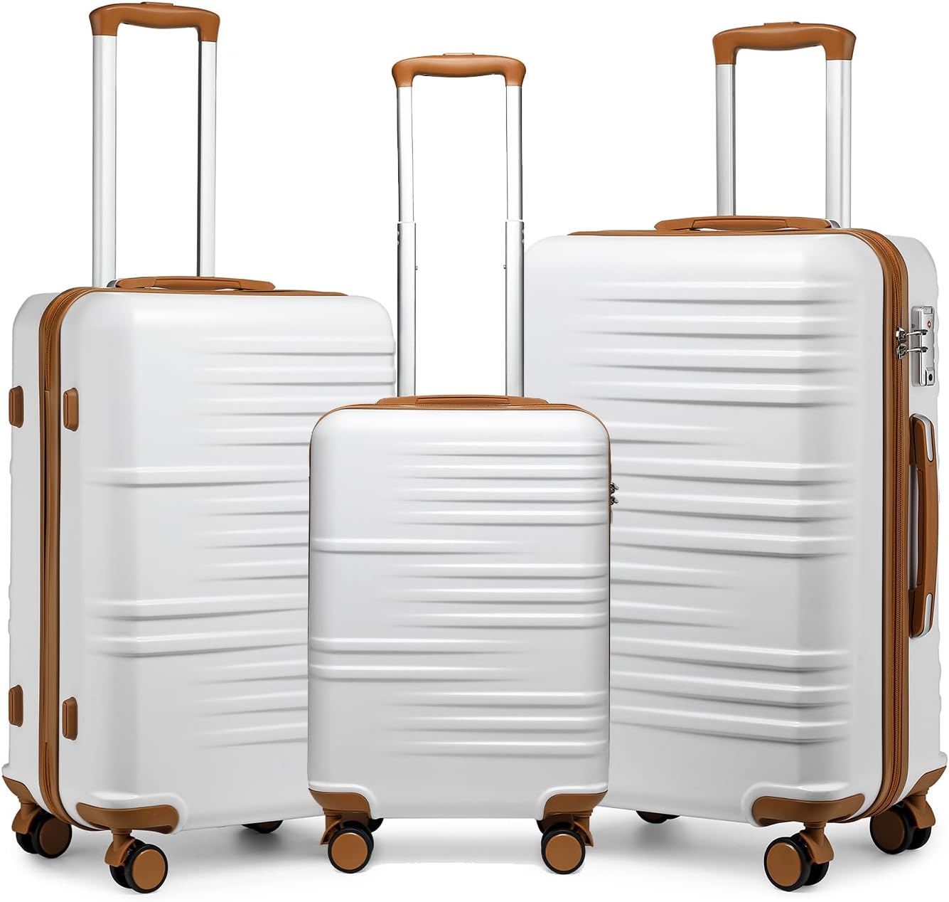 British Traveller 3Pcs Suitcase Set with 4 Spinner Wheels TSA Lock 20" 24" 28" Travel Trolley Case