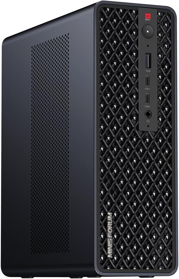 MINIS FORUM MS-S1 Max Mini AI Workstation, AMD Ryzen AI Max+ 395 (16C/32T, 5.1GHz), RDNA 3.5 GPU, 128GB UMA RAM, 2TB SSD, PCIe x16 Slot, USB4 V2 (80Gbps) & Dual 10GbE, 320W PSU, Wi-Fi 7