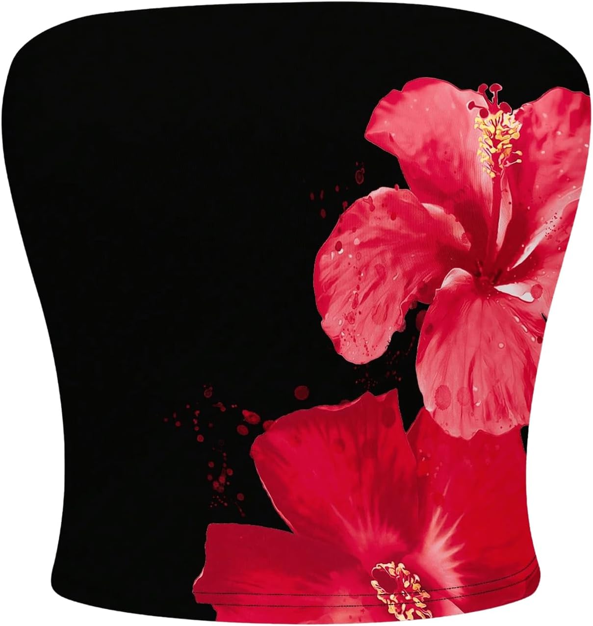 MakeMeChic Women's Floral Summer Tops Strapless Tube Crop Tops Backless Bandeau Top