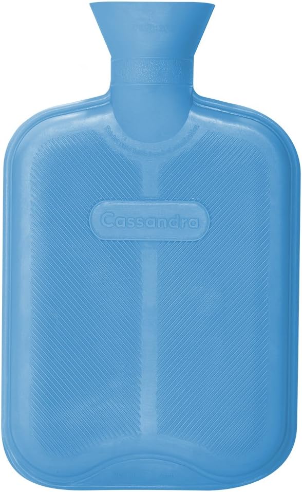 CASSANDRA Hot Water Bottle, Ribbed Surface Both Sides, 1.8 Litre, 5 Year Cassandra Guarantee, Colour Received Varies