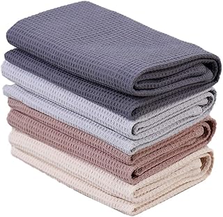 PY HOME & SPORTS Dish Towels Set, 100% Cotton Waffle Weave Kitchen Towels 4 Pieces, Super Absorbent Kitchen Hand Dish Cloths for Drying and Cleaning (17 x 25 Inches, Set of 4)