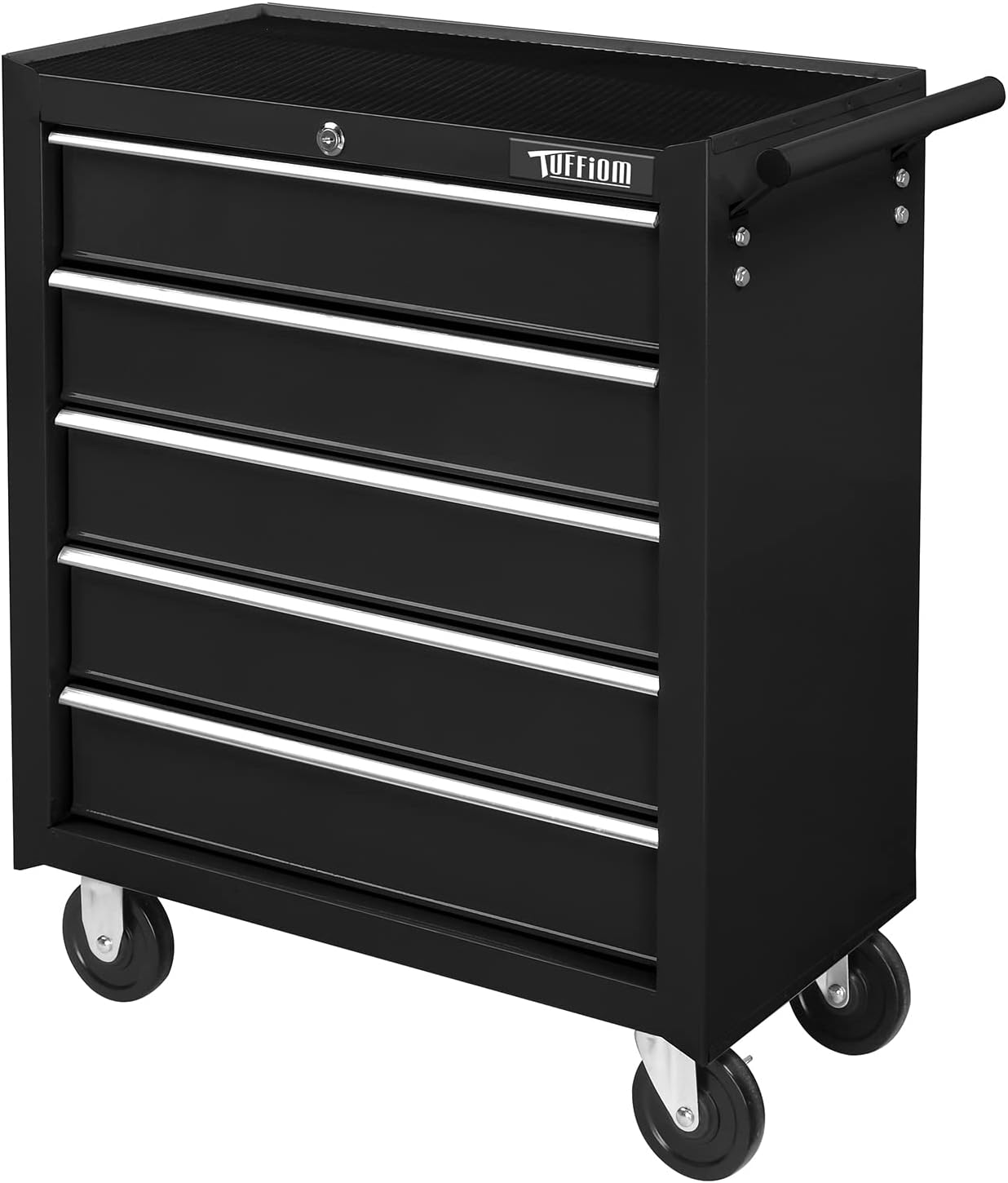 TUFFIOM 5-Drawer Rolling Tool Chest w/Drawers & Lock, Tool Storage Cabinet with Lockable Wheels, Top Cushion & Drawer Liners, Tool Organizer Box for Garage, Warehouse & Repair Sho
