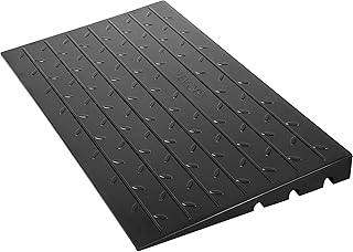 VEVOR Rubber Threshold Ramp, 3" Rise Threshold Ramp Doorway, 3 Channels Cord Cover Rubber Threshold Ramp, Rubber Angled Entry Rated 2200 Lbs Load Capacity for Wheelchair and Scooter