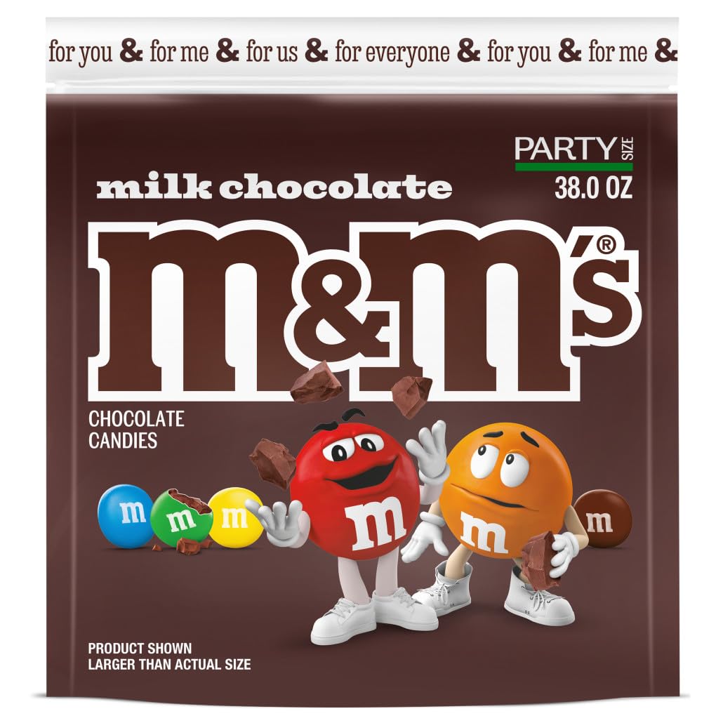 M&M'S Chocolate Candy, Milk Chocolate, Party Size, Candy Bulk for Holiday Gifts, Party Favors & More, 38 oz Bag